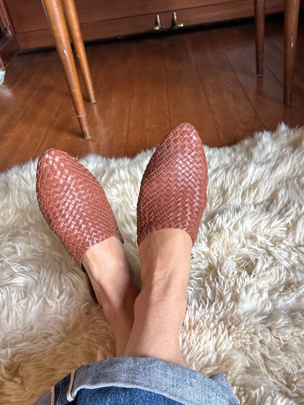 Universal Thread Woven Faux Leather Mules in Cognac Brown 7